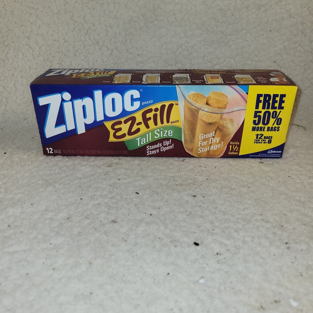 Ziploc EZ-Fill Tall Size Bags Discontinued Retired Stand Up 12‎ Ct